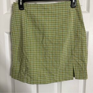 Amazon Green Checkered Pencil Mini Skirt